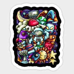 Space Doodle Illustration Sticker